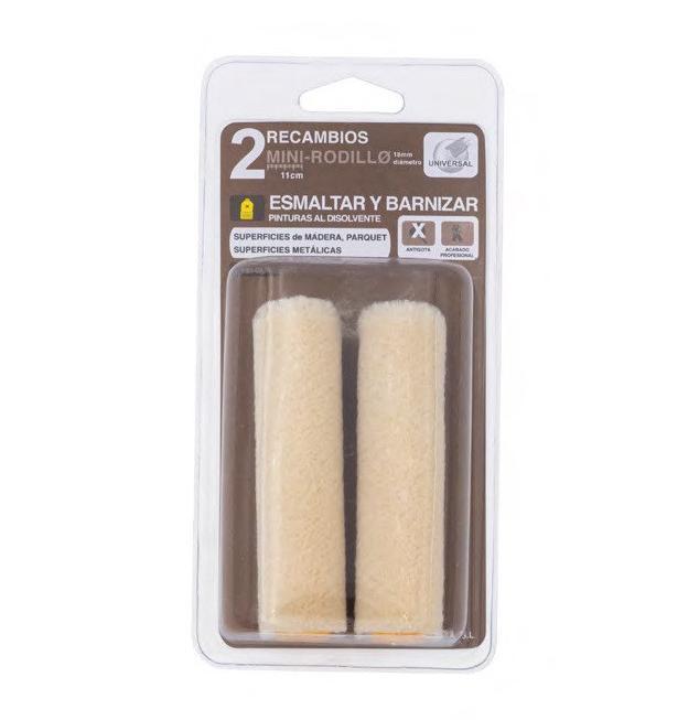 Pack 2 mini rodillosmini recambio velourour 6cm especial barnices y disolventes esmaltar y barnizar aluminio disolvente