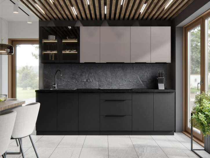 Cocina Daniela – Diseño elegante en negro, cashmere o nogal, personalizable a tu espacio