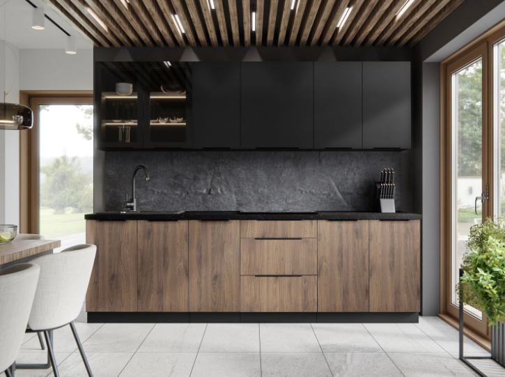 Cocina Daniela – Diseño elegante en negro, cashmere o nogal, personalizable a tu espacio