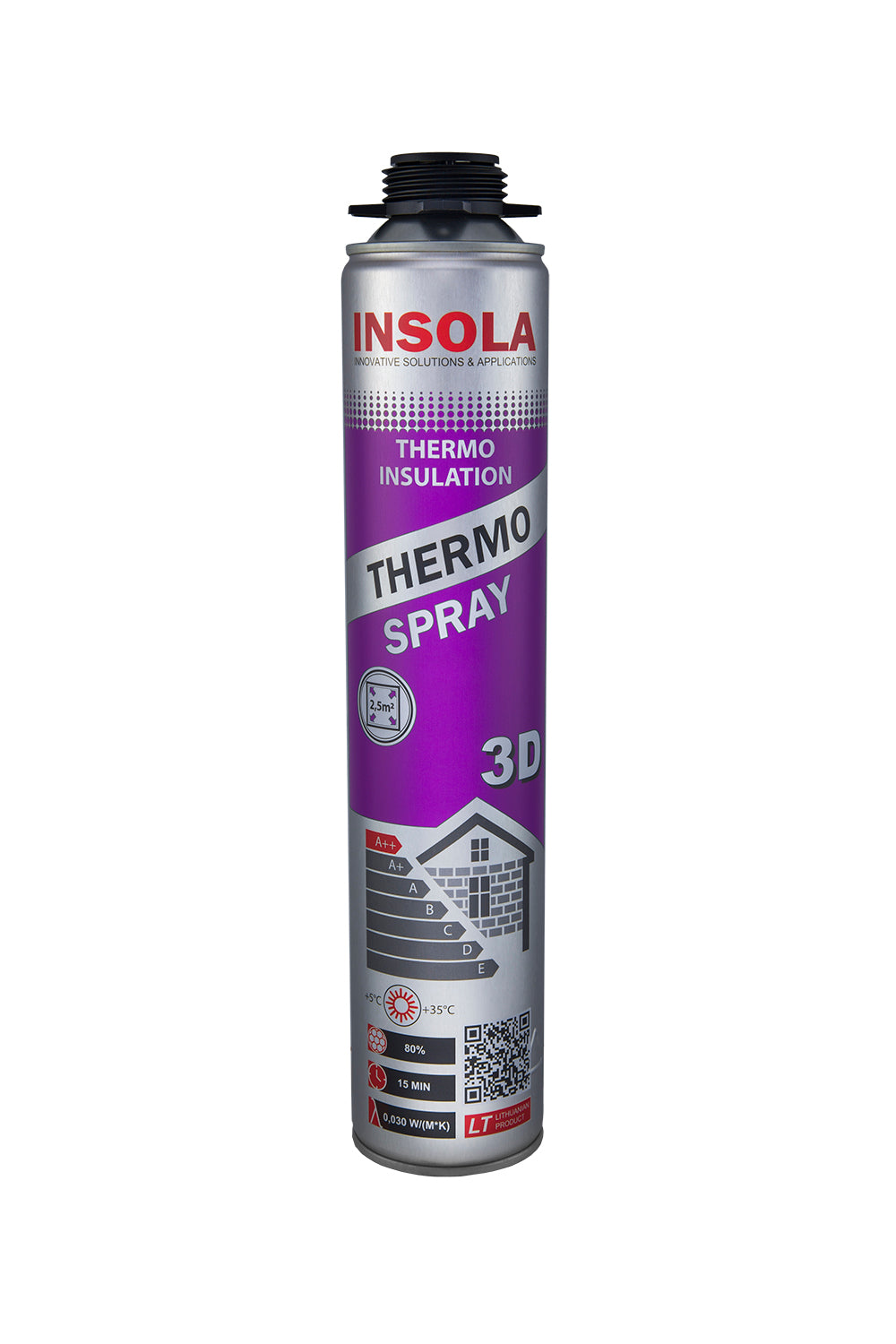 Spray adhesivo de poliuretano para pistola de un solo componente para fijación de paneles aislantes en fachadas, cimentaciones e interiores