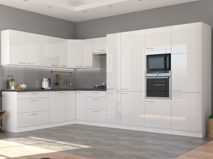 Cocina Sofía – Diseño en blanco o gris brillo, personalizable a tu espacio