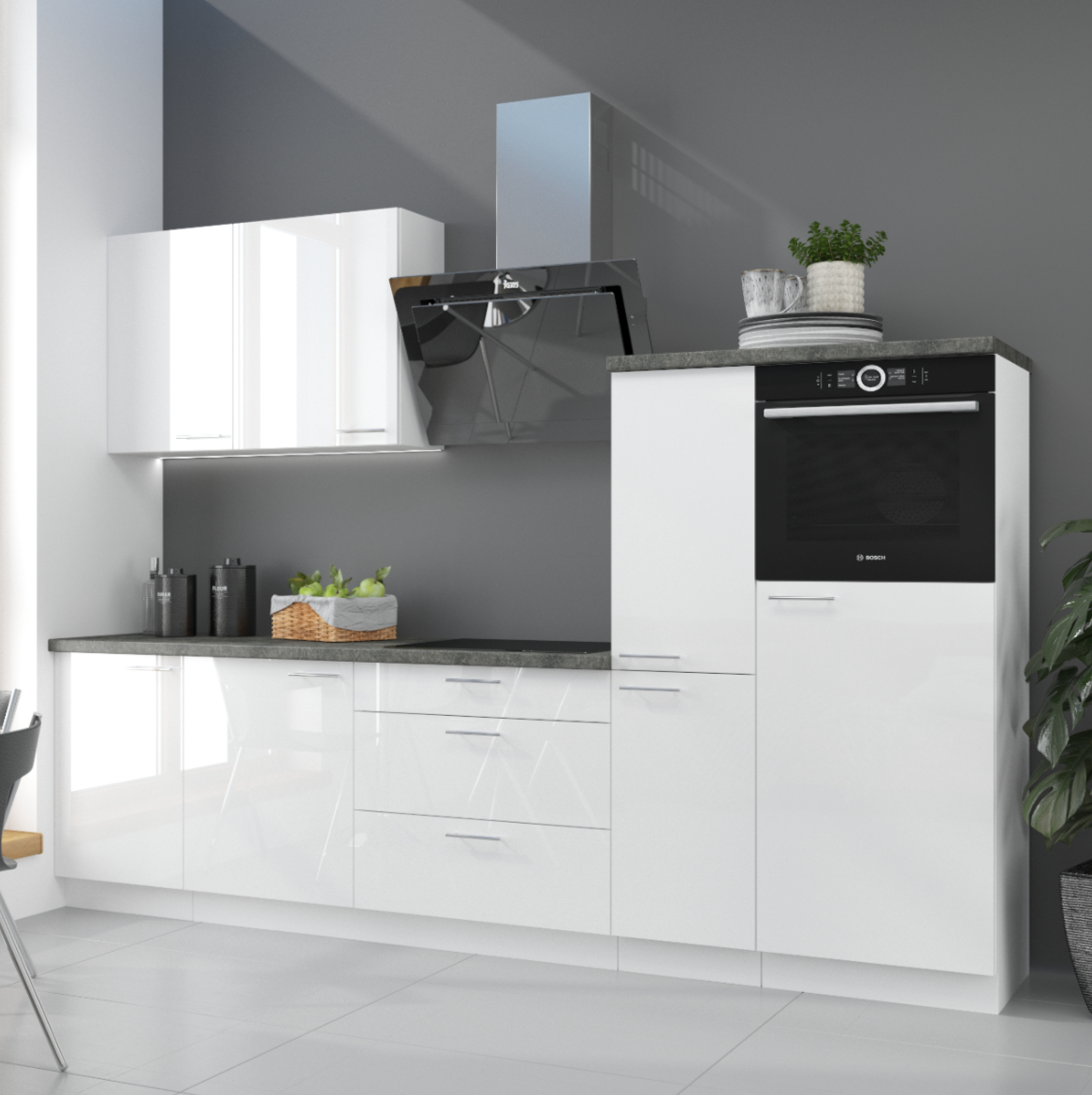 Cocina Sofía – Diseño en blanco o gris brillo, personalizable a tu espacio