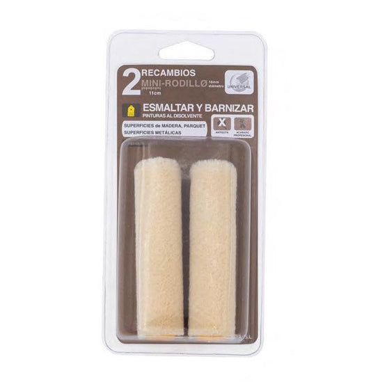 Pack 2 mini rodillosmini recambio velourour 6cm especial barnices y disolventes esmaltar y barnizar aluminio disolvente