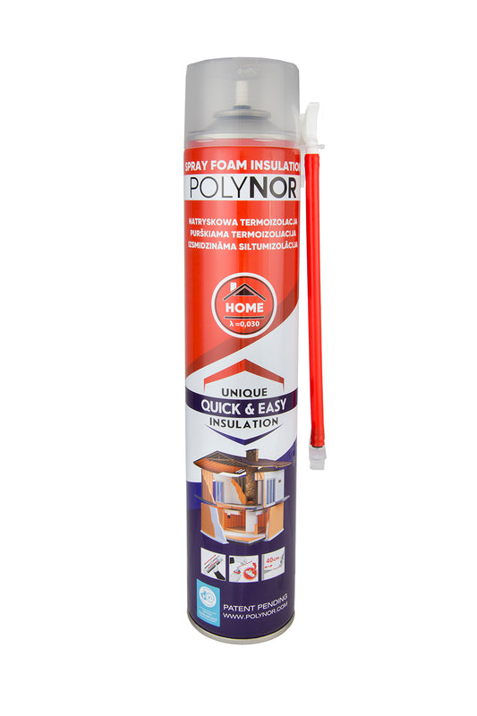 Spray de espuma aislante de poliuretano de un componente, autoexpandible, con un aplicador especial que se enrosca en la válvula.