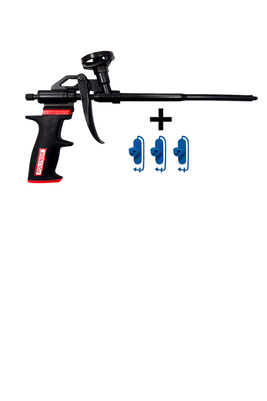 Pistola de espuma de poliuretano con teflón POLYNOR Premium + 3 boquillas